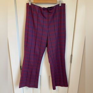 Maeve Red and Blue Plaid kick flare pants